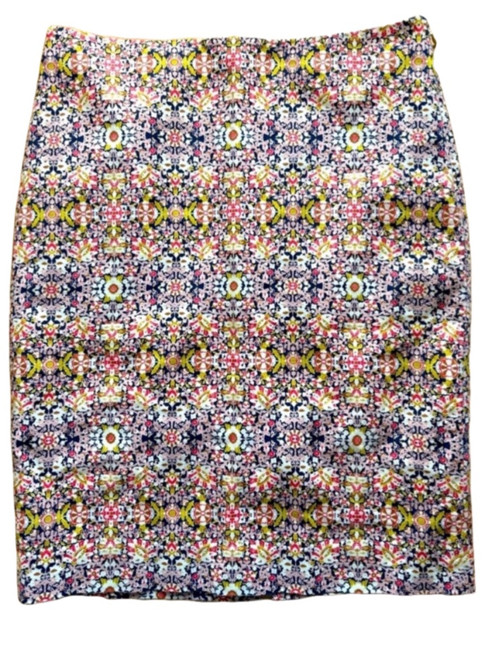 The Limited Floral Patterned Size 6 Pencil Skirt Side Zip Blue Pink Yellow